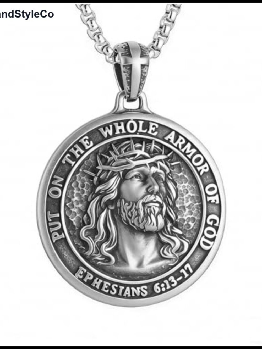 Men's Stainless Steel Jesus Medal Pendant Necklace Religious Amulet Retro Gift